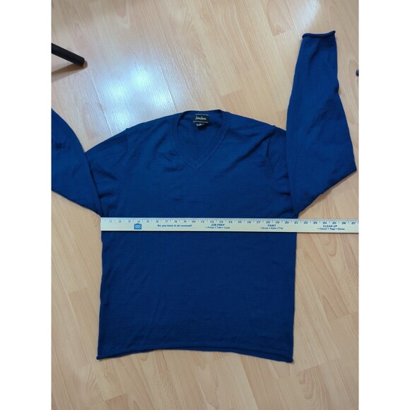 Neiman Marcus Men's Sz XL Lapis Blue Merino Wool Blend Sweater Preppy - Picture 6 of 9